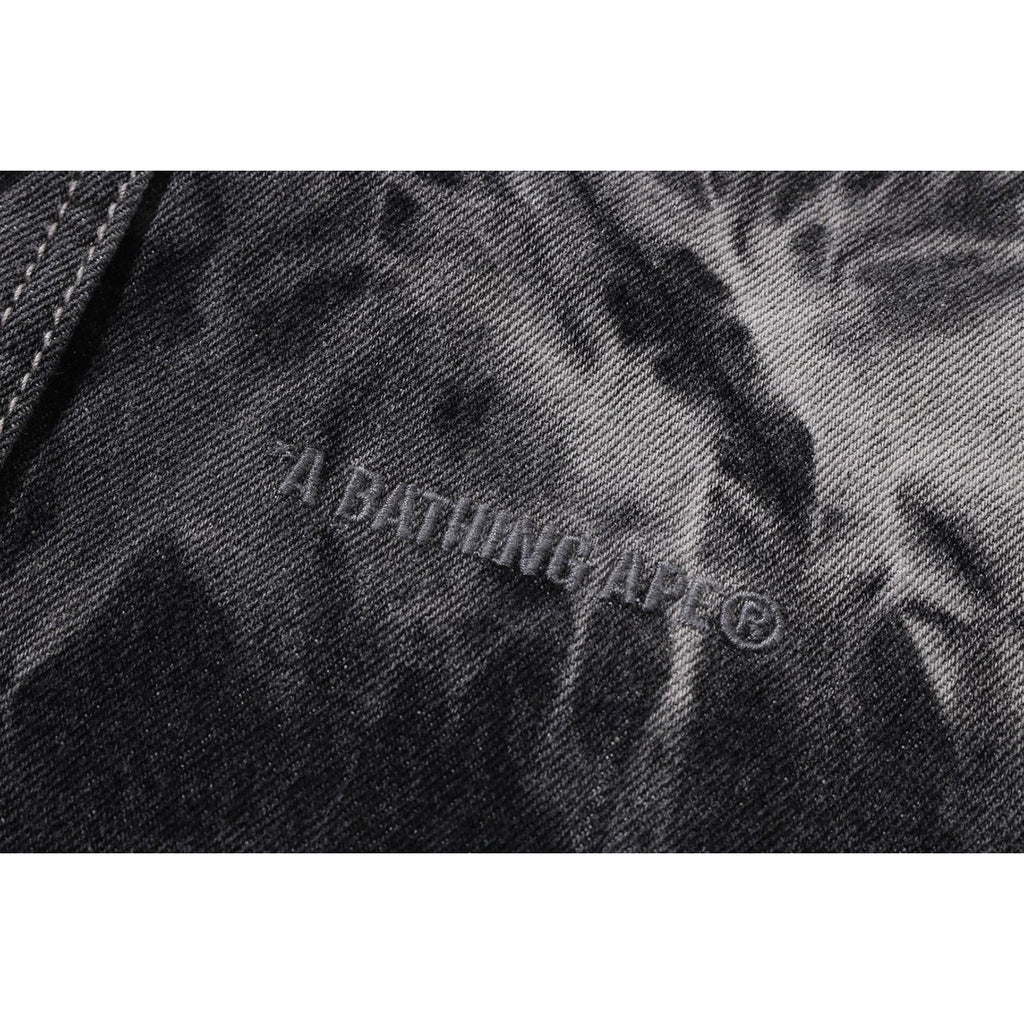 DESTROYED BLEACH BATHING APE LOGO LS SHIRT MENS